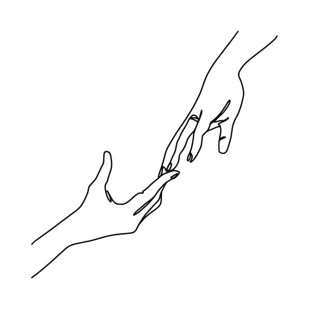 two hand shown attraction sign, hand drawing by pen
