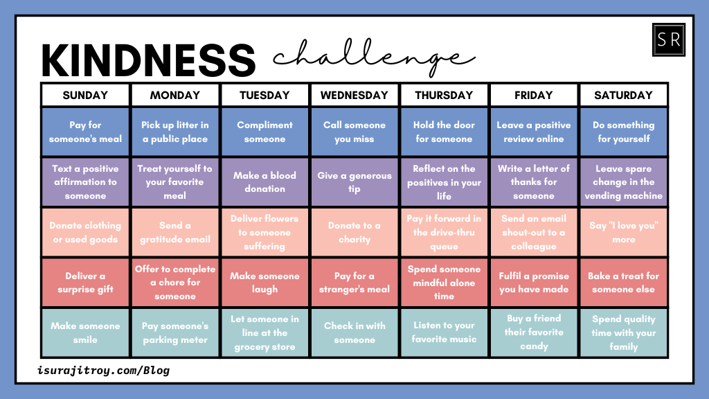 Kindness challenge for everyday.