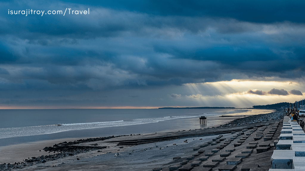 Serenity at Digha Beach, West Bengal, India. Golden sands meet the azure sea, creating a picturesque coastal panorama for a perfect seaside escape.