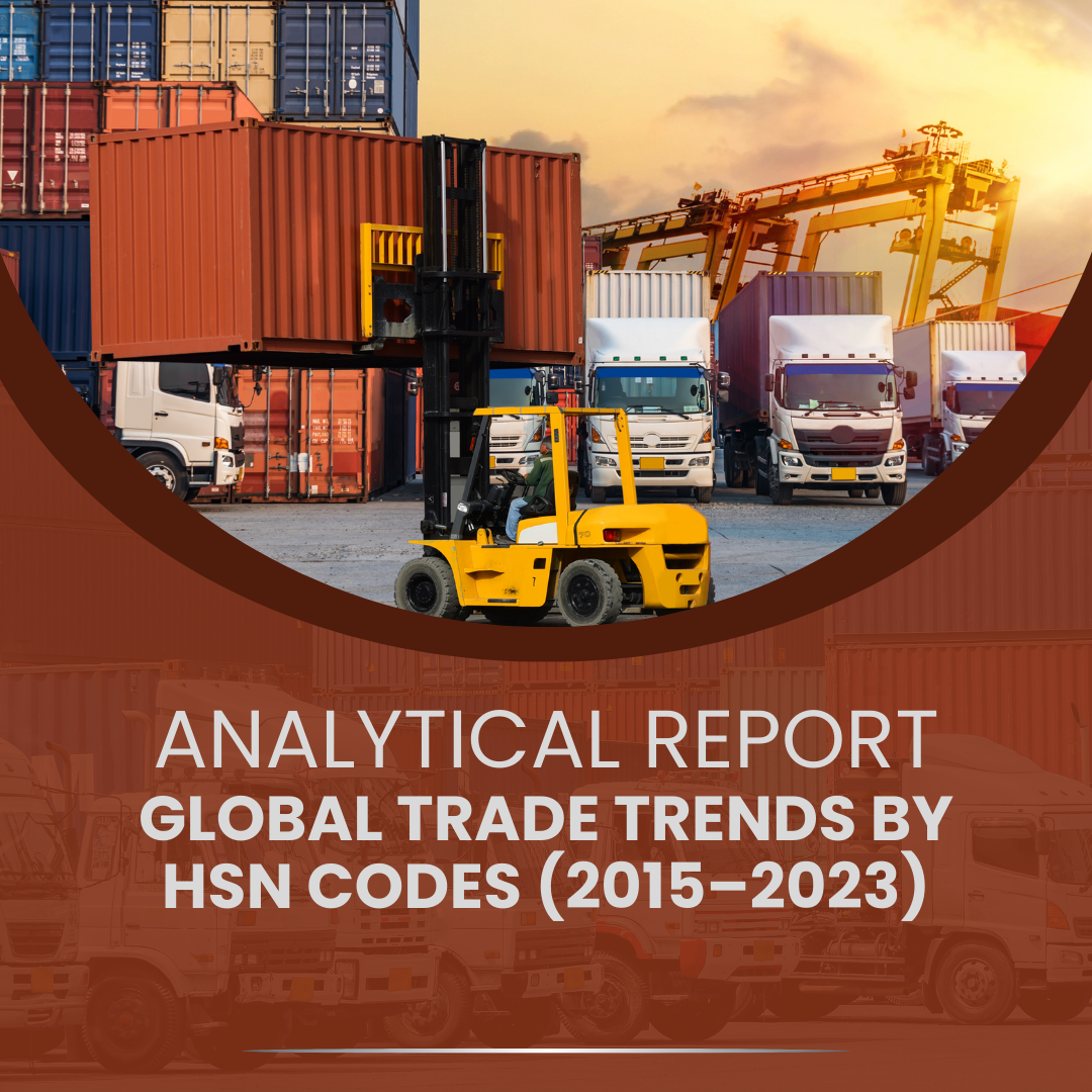 Explore global trade trends (2015–2023) by HSN codes, analyzing exports/imports for fuels, machinery, apparel, pharmaceuticals, electronics. Data from WITS, with insights on growth, volatility.