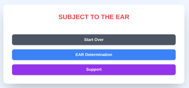 Master export compliance! Get clear answers on ECCN, EAR, EAR99, and licensing for your global trade with our intuitive tool.